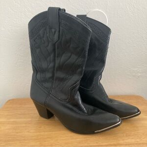 Oak Tree Farms Black Leather Cowboy Boots Western Rodeo  Size 8.5